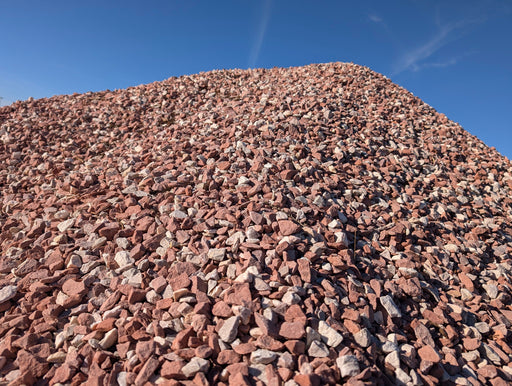 "¾" Colorado Rose, crushed decorative rock in pink and red tones, 1 ton"
