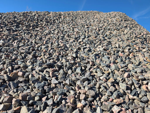 "¾" Royal Granite, crushed decorative rock in burgundy and pink tones, 1 ton"
