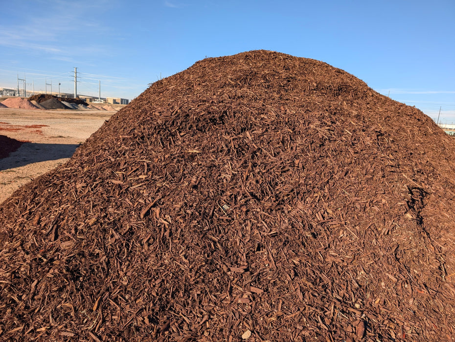 "Redwood Mulch, finely shredded redwood material, 1 yard"
