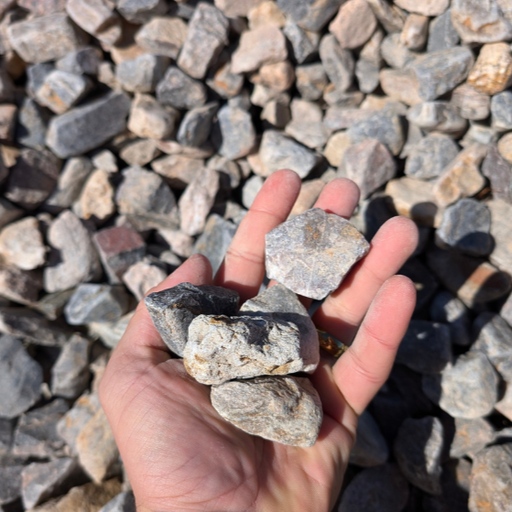 "1 ½” Royal Granite, crushed decorative rock in burgundy and gray tones, 1 ton"
