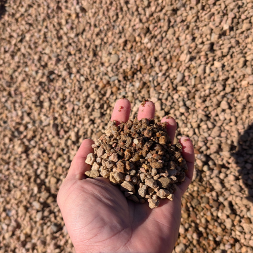 "Pea Gravel, smooth rounded gravel in tan and gray tones, 1 ton"
